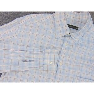 Ermenegildo Zegna Shirt Mens 2XL Blue Purple Plaid Long Sleeve Button Front